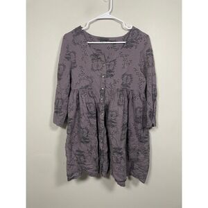 Gudrun Sjoden Fruit Print Oversized Tunic in Gray Size Small Lagenlook Bohemian